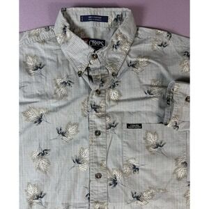 RALPH LAUREN CHAPS Men's Large Button Shirt Long Sleeve Leaves‎ AOP VTG